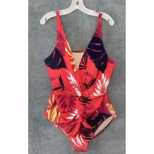 Swim by Cacique Swimsuit‎ Womens 20 Red Bathing Suit Tropical Coastal Beachy